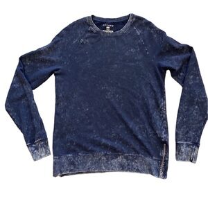 Decree Men’s Vintage Wash Blue‎ Crewneck Sweater Tie Dye Zip Hem Casual M